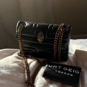 Kurt Geiger Black Crossbody Bag with Gold Chain
